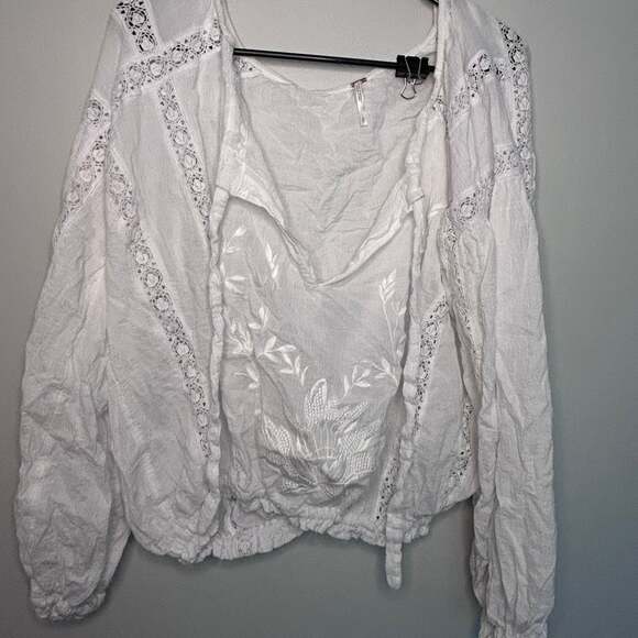 Free People Maria Maria Lace Blouse in White - Picture 1 of 2